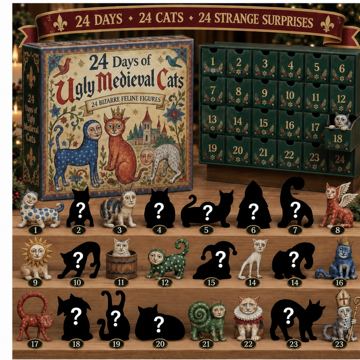 24 Days of Ugly Medieval Cats - Advent Calendar